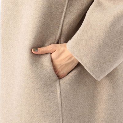 ウールカシミヤダブルフェイス ノーカラーコート | maison