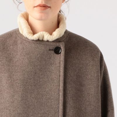 【美品】Theory luxe カシミヤ　ノーカラー　コート　ダブルフェイス　M セオリー カシミヤ混 ダブルフェイス ノーカラーコート ベルト