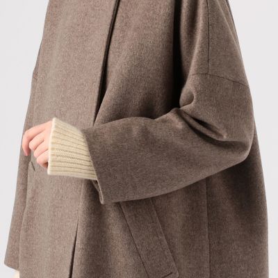 【美品】Theory luxe カシミヤ　ノーカラー　コート　ダブルフェイス　M セオリー カシミヤ混 ダブルフェイス ノーカラーコート ベルト