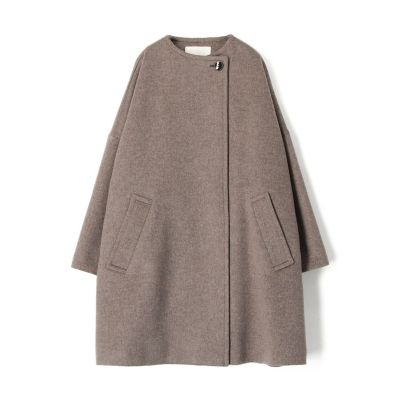 M-PREMIER ウール　ダブルフェイス　ノーカラー　コート　白　36 カシミヤダブルフェイス ノーカラーコート | maison
