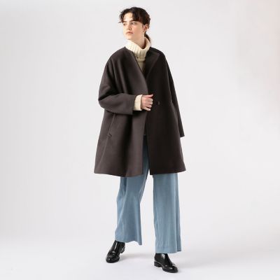 ウールアンゴラダブルフェイス ノーカラーコート | maison