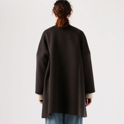 ウールアンゴラダブルフェイス ノーカラーコート | maison