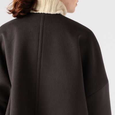 ウールアンゴラダブルフェイス ノーカラーコート | maison