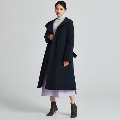ポリエステルコットンファイユ フーデッドダウンコート | maison