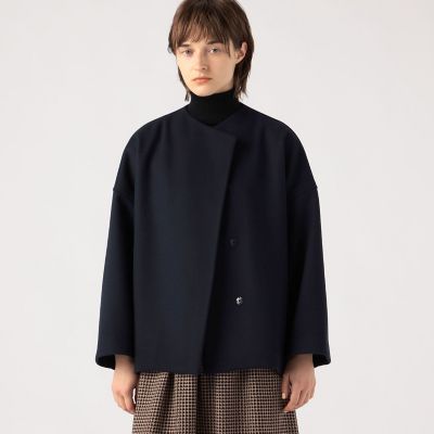 ウールメルトン ノーカラーショートコート | maison TOMORROWLAND
