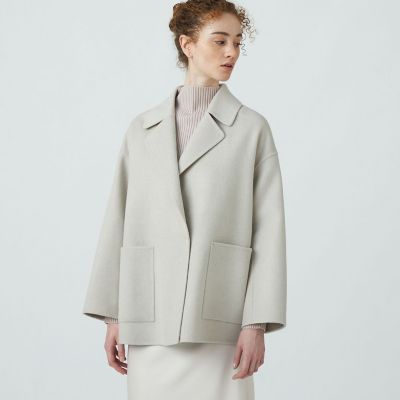 美品＊トゥモローランド＊ ウールフードショートコート プレミアムウールリバー オープンカラーショートコート | maison