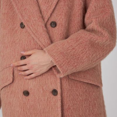 ウールアルパカシャギー　ダブルブレストコート