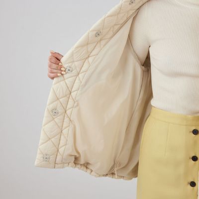 【美品 キルティング】トゥモローランド 中綿 ステンカラーコート 光沢 M相当 美品 キルティング】トゥモローランド 中綿 ステンカラーコート