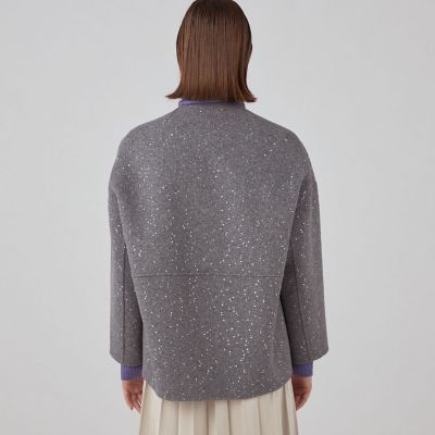 L’EQUIPE スパンコールが光るコクーンコート セール】 スパンコールリバー ショートコクーンコート （その他