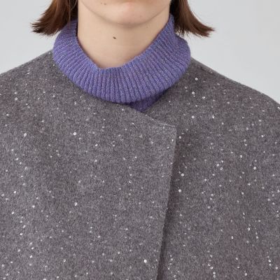 say____♡さま専用Ballseyスパンコールリバー ショートコクーンコート 送料無料】スパンコールリバー ショートコクーンコート | maison