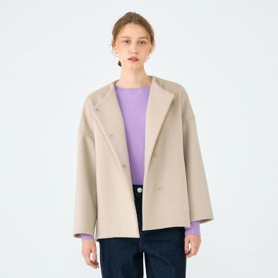 美品✨ニトカ　ウールカシミヤ　ビーバー　コクーンショートコート　黒　サイズ1 送料無料】【予約商品11月下旬以降順次お届け】ウールカシミヤ