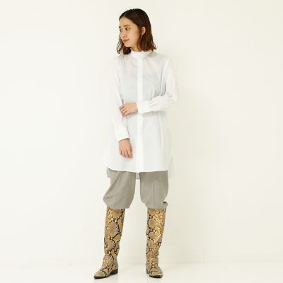 ＜maison TOMORROWLAND＞コットンナイロンストレッチ　フリルネックチュニックシャツ