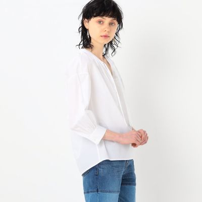 コットン　ネックギャザーブラウス