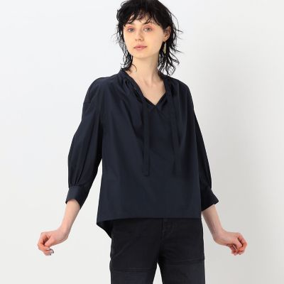 コットン　ネックギャザーブラウス