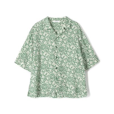 リバティプリント　オープンカラーシャツ