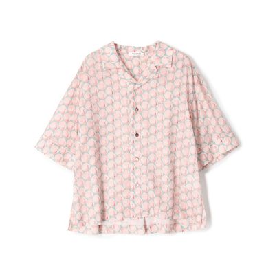 リバティプリント　オープンカラーシャツ