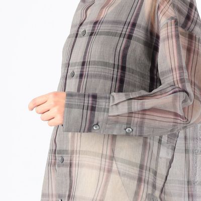 コットンシルクシアータータンチェック　オーバーサイズドシャツ