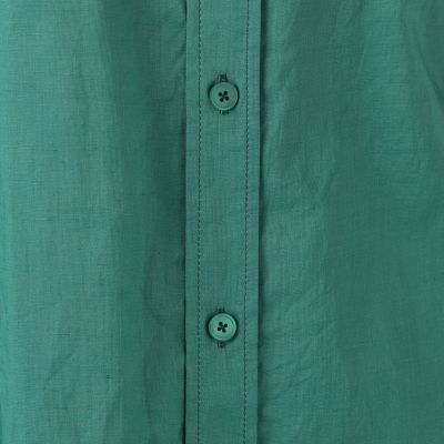 コットンリネンシアー　バンドカラーシャツ