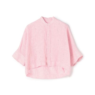 【新品】マカフィー ベルギーリネン バンドカラーハーフスリーブシャツ MACPHEE（マカフィー）の「ベルギーリネン バンドカラーハーフ