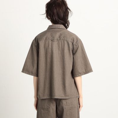 コットンデニム　オーバーサイズスリーブシャツ