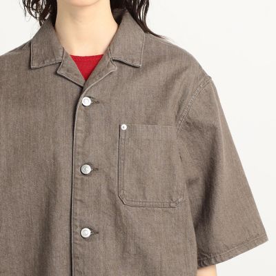 コットンデニム　オーバーサイズスリーブシャツ