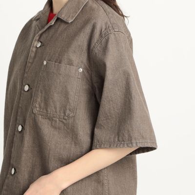 コットンデニム　オーバーサイズスリーブシャツ