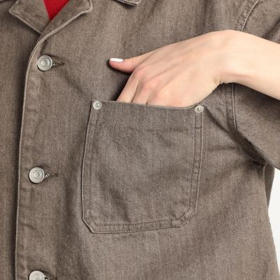 コットンデニム　オーバーサイズスリーブシャツ
