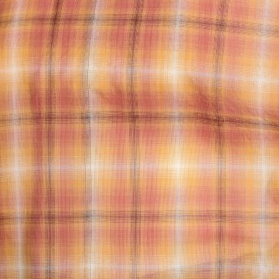 コットンオンブレーチェック　クルーネックブラウス