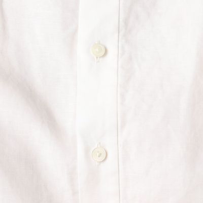 コットンリネンソリッド　ノーカラーシャツ