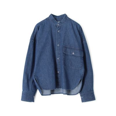 美品 トゥモローランド MACPHEE ライトオンスデニムクロップドシャツ 白 ライトオンスデニム クロップドシャツ | maison TOMORROWLAND/メゾン