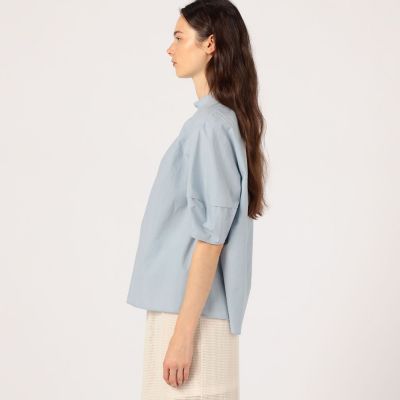 美品 cygne フロントスリットバルーンギャザーブラウス ホワイトhenri フロントスリットcygne バルーンギャザーブラウス Henri