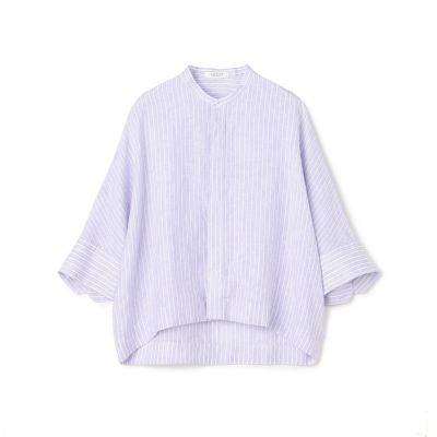 プランテーション 1 mile plantation 麻混 ゆったりシャツ リネンシャイニング ハーフスリーブシャツ | maison