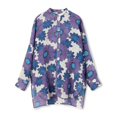 ＜maison TOMORROWLAND＞クレマチスプリント　バンドカラーチュニックシャツ