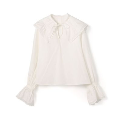 ＜maison TOMORROWLAND＞コットンリヨセルレース　ビックカラーブラウス