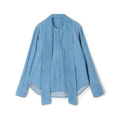 ＜maison TOMORROWLAND＞コットンレーヨンデニム　ボウタイブラウス