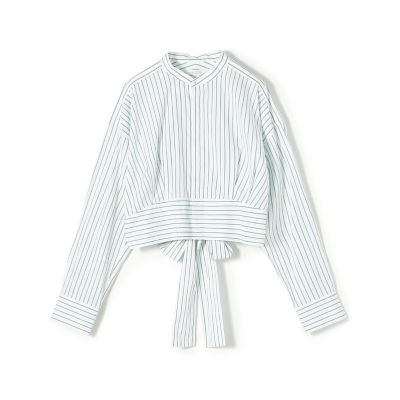 ＜maison TOMORROWLAND＞ストライプシャーティング　バックリボンシャツ