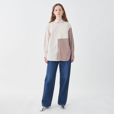パッチワークシャーティングシャツ