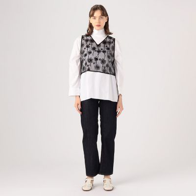 メッシュスパンコール Vネックプルオーバー | maison