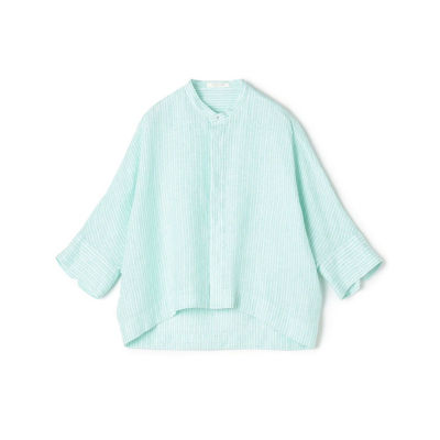 ブラウス シャツ リネンシャーティング クロップドシャツ レディース MACPHEE ブラウス シャツ リネンシャーティング クロップド