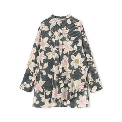 ＜maison TOMORROWLAND＞ドローイングフラワープリント　バンドカラーシャツ
