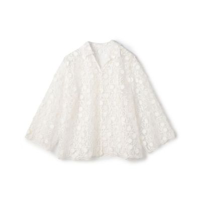 maison TOMORROWLAND/メゾン トゥモローランド メッシュエンブロイダリー　オープンカラーシャツ