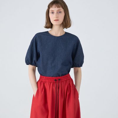 AMERI VINTAGE パフスリーブ　デニム　ブラウス Ameri（アメリ）の「DENIM POOFY BLOUSE（シャツ/ブラウス）」 - WEAR