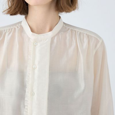 〈新品 未使用〉TOMORROWLAND ホワイトブラウス フロントフリル シースルーローン フロントフリルブラウス | maison TOMORROWLAND