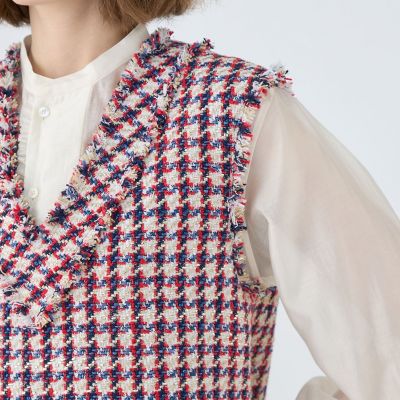 メタリックツイード Vネックベスト | maison TOMORROWLAND/メゾン