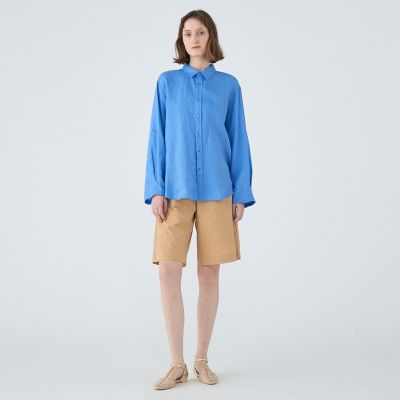 Mylanka リネン シャツ Mサイズ 新品 大きいサイズあり】スタンドカラーシャツ/リネンワッシャー[品番