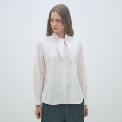 コットンオックスフォード タイ付きブラウス | maison TOMORROWLAND