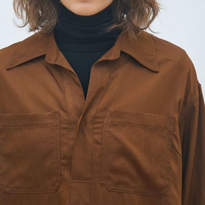 レーヨンナイロンカルゼ スキッパーシャツ | maison TOMORROWLAND