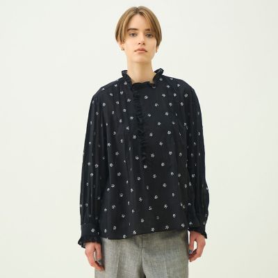 スパングルドットエンブロイダリー フリルブラウス | maison