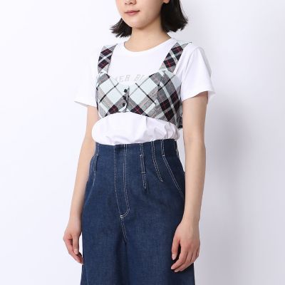 リネンコットンチェックツイード　ビスチェ