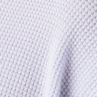 コットンポリエステルワッフル　クルーネックプルオーバー